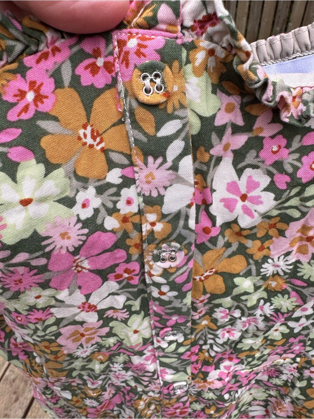 Lost + Wander Floral Square Neck Puff Sleeve Mini Dress - Pink, Green, Orange - Picture 2 of 5